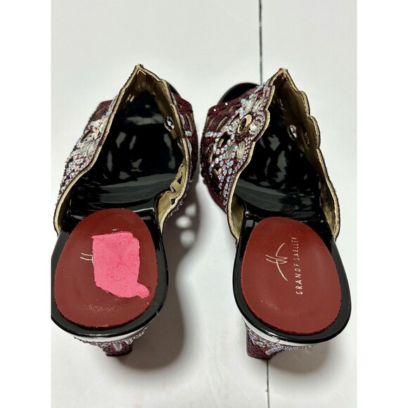 Grande Gaeller High Heel Rhinestone Burgandy Red Size 9 - Picture 7 of 11